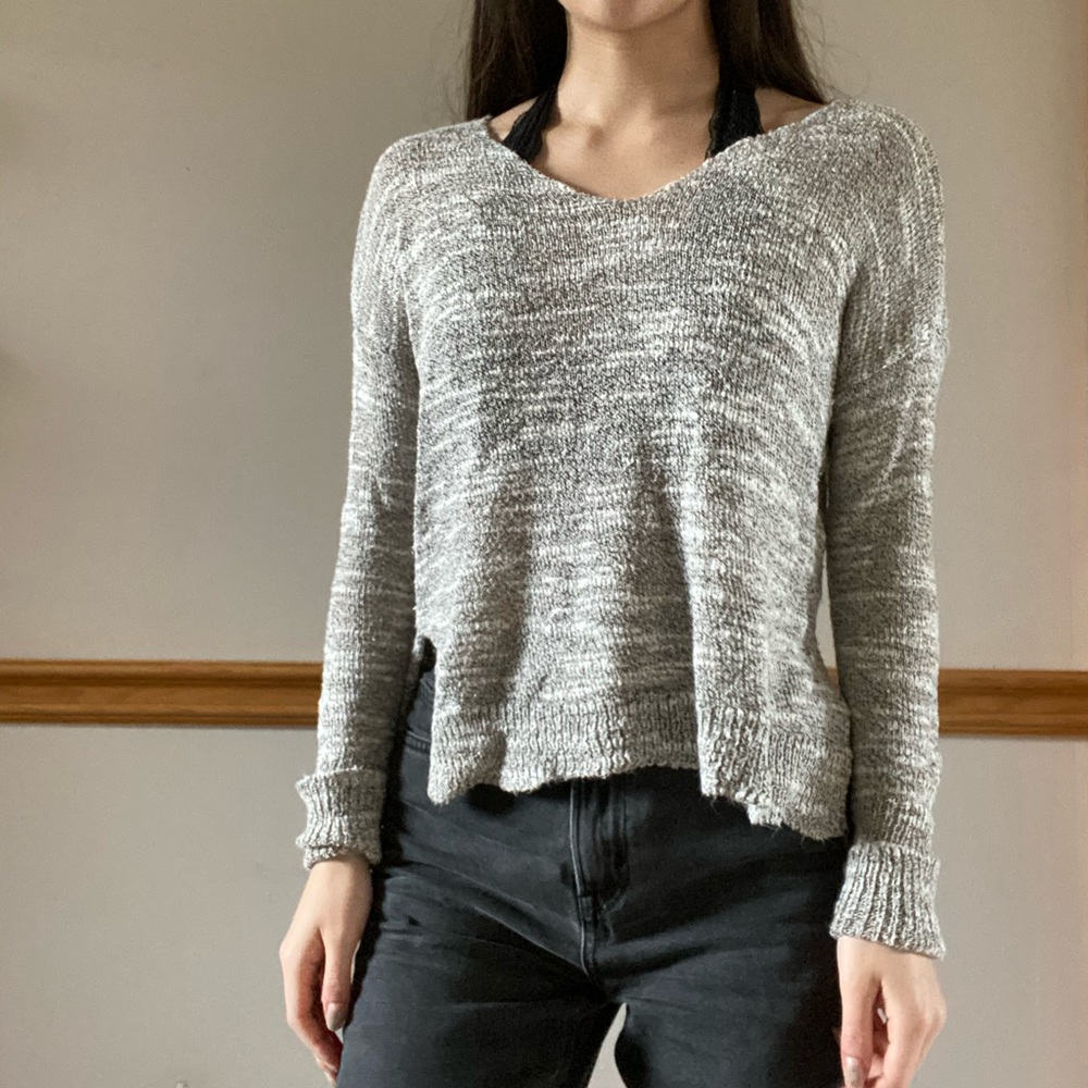 Grey and white long sleeve